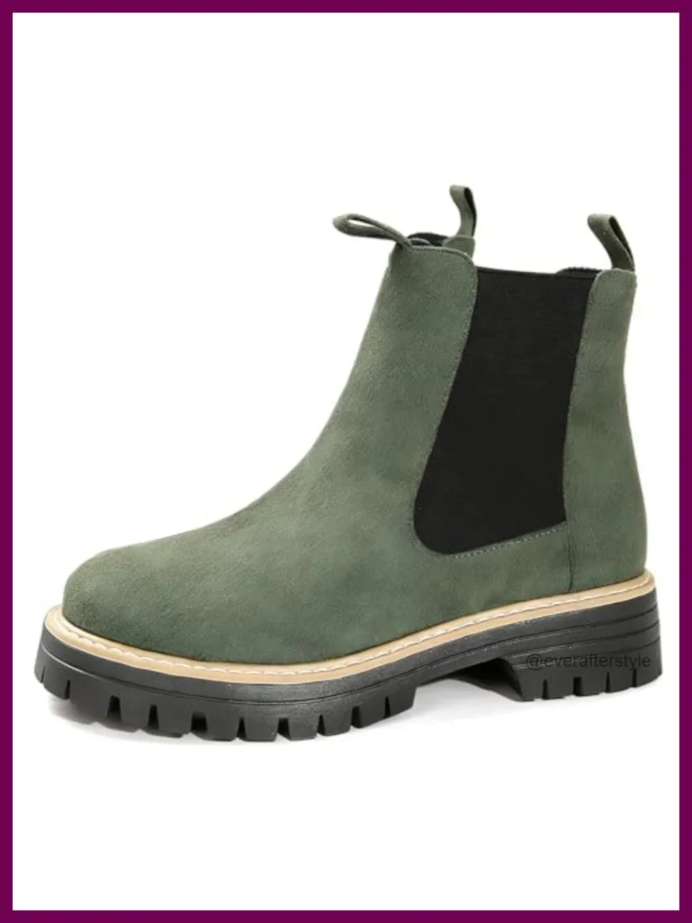 Chunky Chelsea Boots for Women Suede Platform Slip On Low Wedge Block Heel